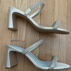 Vince Camuto Cream Heels with Rhinestone Straps